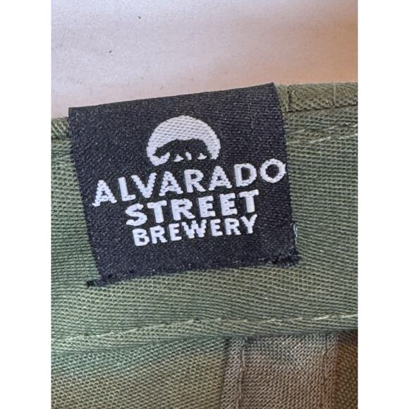 Alvarado Street Brewery Baseball Cap Army Cal Olive Green Leather Bear Logo - Picture 11 of 12